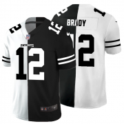 Cheap New England Patriots #12 Tom Brady Men's Black V White Peace Split Nike Vapor Untouchable Limited NFL Jersey