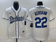 Wholesale Cheap Men's Los Angeles Dodgers #22 Clayton Kershaw White Cool Base Stitched Baseball Jersey1