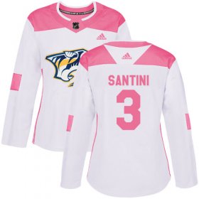 Wholesale Cheap Adidas Predators #3 Steven Santini White/Pink Authentic Fashion Women\'s Stitched NHL Jersey