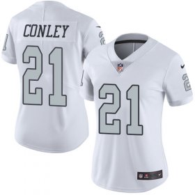 Wholesale Cheap Nike Raiders #21 Gareon Conley White Women\'s Stitched NFL Limited Rush Jersey