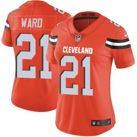 Wholesale Cheap Nike Browns #21 Denzel Ward Orange Alternate Women\'s Stitched NFL Vapor Untouchable Limited Jersey