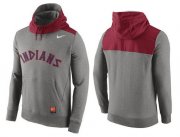 Wholesale Cheap Men's Cleveland Indians Nike Gray Cooperstown Collection Hybrid Pullover Hoodie