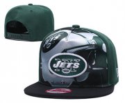 Wholesale Cheap Jets Team Logo Green Black Adjustable Leather Hat TX