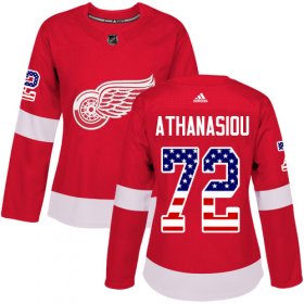 Wholesale Cheap Adidas Red Wings #72 Andreas Athanasiou Red Home Authentic USA Flag Women\'s Stitched NHL Jersey