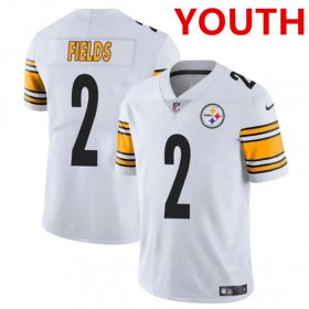 Cheap Youth Pittsburgh Steelers #2 Justin Fields White Vapor Untouchable Limited Football Stitched Jersey