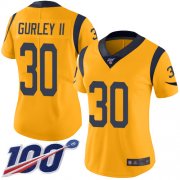 Wholesale Cheap Nike Rams #30 Todd Gurley II Gold Women's Stitched NFL Limited Rush 100th Season Jersey