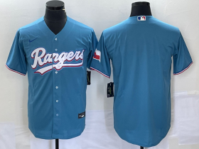 Wholesale Cheap Men\'s Texas Rangers Blank Light Blue Stitched Cool Base Nike Jersey