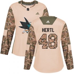 Wholesale Cheap Adidas Sharks #48 Tomas Hertl Camo Authentic 2017 Veterans Day Women\'s Stitched NHL Jersey