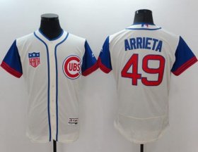 Wholesale Cheap Cubs #49 Jake Arrieta Cream/Blue Flexbase Authentic Collection 1942 Turn Back The Clock Stitched MLB Jersey