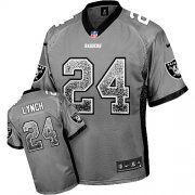 Wholesale Cheap Nike Raiders #24 Marshawn Lynch Grey Men's Stitched NFL Elite Drift Fashion Jersey
