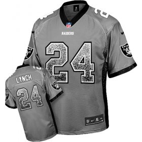 Wholesale Cheap Nike Raiders #24 Marshawn Lynch Grey Men\'s Stitched NFL Elite Drift Fashion Jersey
