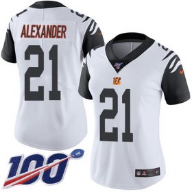 Wholesale Cheap Nike Bengals #21 Mackensie Alexander White Women\'s Stitched NFL Limited Rush 100th Season Jersey