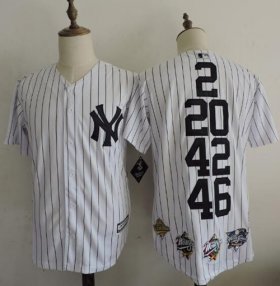 Wholesale Cheap Yankees #2 #20 #42 #46 White Anniversary Throwback Stitched MLB Jersey