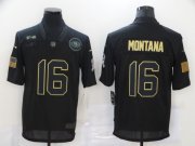Wholesale Cheap Men's San Francisco 49ers #16 Joe Montana Black 2020 Salute To Service Stitched NFL Nike Limited Jersey