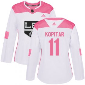 Wholesale Cheap Adidas Kings #11 Anze Kopitar White/Pink Authentic Fashion Women\'s Stitched NHL Jersey