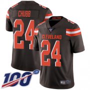 Wholesale Cheap Nike Browns #24 Nick Chubb Brown Team Color Men's Stitched NFL 100th Season Vapor Limited Jersey