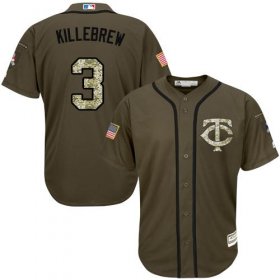 Wholesale Cheap Twins #3 Harmon Killebrew Green Salute to Service Stitched Youth MLB Jersey