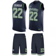 Wholesale Cheap Nike Seahawks #22 Quinton Dunbar Steel Blue Team Color Men's Stitched NFL Limited Tank Top Suit Jersey
