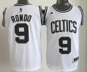 Wholesale Cheap Boston Celtics #9 Rajon Rondo White With Black Authentic Jersey