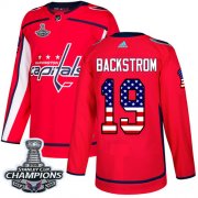 Wholesale Cheap Adidas Capitals #19 Nicklas Backstrom Red Home Authentic USA Flag Stanley Cup Final Champions Stitched NHL Jersey