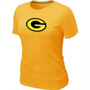 Wholesale Cheap Women's Green Bay Packers Neon Logo Charcoal T-Shirt Yellow
