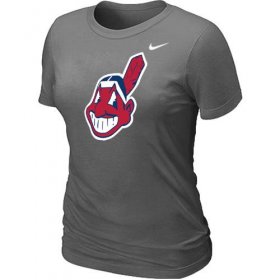 Wholesale Cheap Women\'s MLB Cleveland Indians Heathered Nike Blended T-Shirt Dark Grey