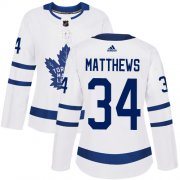 Wholesale Cheap Adidas Maple Leafs #34 Auston Matthews White Road Authentic Women's Stitched NHL Jersey