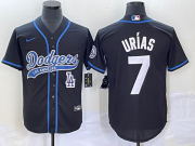 Wholesale Cheap Men's Los Angeles Dodgers #7 Julio Urias Black With Patch Cool Base Stitched Baseball Jersey
