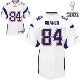Wholesale Cheap Patriots #84 Deion Branch White Super Bowl XLVI Embroidered NFL Jersey