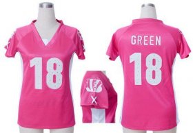 Wholesale Cheap Nike Bengals #18 A.J. Green Pink Draft Him Name & Number Top Women\'s Stitched NFL Elite Jersey