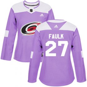 Wholesale Cheap Adidas Hurricanes #27 Justin Faulk Purple Authentic Fights Cancer Women\'s Stitched NHL Jersey