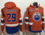 Wholesale Cheap Oilers #29 Leon Draisaitl Orange Name & Number Pullover NHL Hoodie