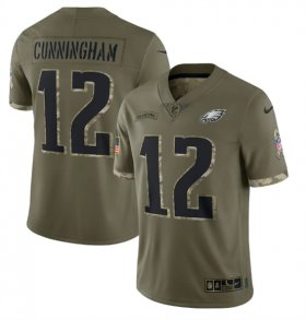 Wholesale Cheap Men\'s Philadelphia Eagles #12 Randall Cunningham 2022 Olive Salute To Service Limited Stitched Jersey