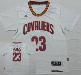 Wholesale Cheap Men\'s Cleveland Cavaliers #23 LeBron James Revolution 30 Swingman 2014 New White Short-Sleeved Jersey