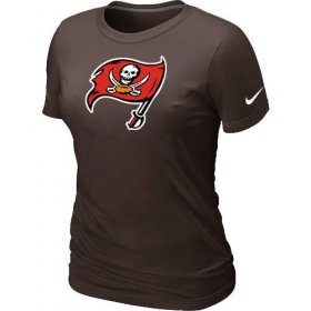 Wholesale Cheap Women\'s Nike Tampa Bay Buccaneers Logo NFL T-Shirt Brown