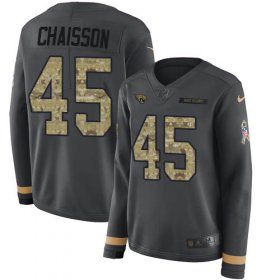 Wholesale Cheap Nike Jaguars #45 K\'Lavon Chaisson Anthracite Salute to Service Women\'s Stitched NFL Limited Therma Long Sleeve Jersey