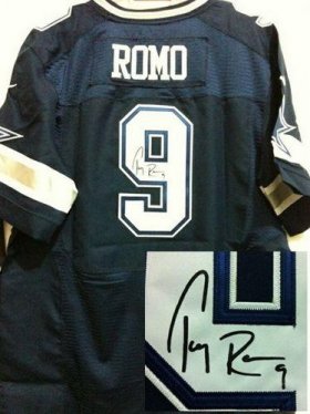 Wholesale Cheap Nike Cowboys #9 Tony Romo Navy Blue Team Color Men\'s Stitched NFL Elite Autographed Jersey