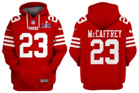 Cheap Men\'s San Francisco 49ers #23 Christian McCaffrey Red Super Bowl LVIII Alternate Pullover Hoodie