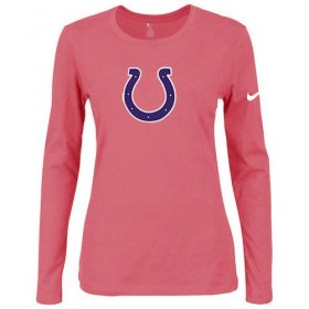 Wholesale Cheap Women\'s Nike Indianapolis Colts Of The City Long Sleeve Tri-Blend NFL T-Shirt Pink-2