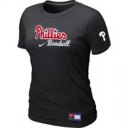 Wholesale Cheap Women's Philadelphia Phillies Nike Short Sleeve Practice MLB T-Shirt Black