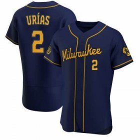 Wholesale Cheap Men\'s Milwaukee Brewers #2 Luis Urias Navy Blue Stitched MLB Cool Base Nike Jersey