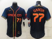 Wholesale Cheap Men's Houston Astros #77 Luis Garcia 2022 Number Navy Blue City Connect Flex Base Stitched Baseball Jersey