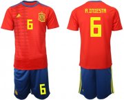 Wholesale Cheap Spain #6 A.Iniesta Home Soccer Country Jersey