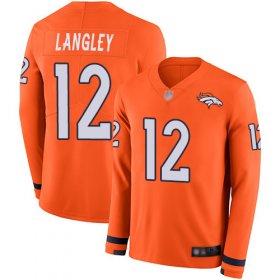 Wholesale Cheap Men\'s Broncos #12 Brendan Langley Orange Team Color Men\'s Stitched NFL Limited Therma Long Sleeve Jersey