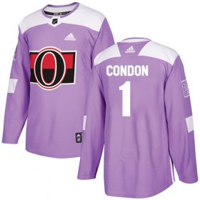 Wholesale Cheap Adidas Senators #1 Mike Condon Purple Authentic Fights Cancer Stitched Youth NHL Jersey