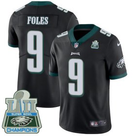 Wholesale Cheap Nike Eagles #9 Nick Foles Black Alternate Super Bowl LII Champions Men\'s Stitched NFL Vapor Untouchable Limited Jersey