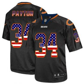Wholesale Cheap Nike Bears #34 Walter Payton Black Men\'s Stitched NFL Elite USA Flag Fashion Jersey