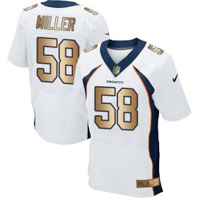 Wholesale Cheap Nike Broncos #58 Von Miller White Men\'s Stitched NFL New Elite Gold Jersey