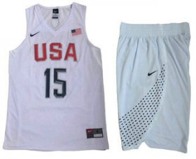 Wholesale Cheap 2016 Olympics Team USA Men\'s #15 Carmelo Anthony White Revolution 30 Swingman Basketball Jersey With Shorts