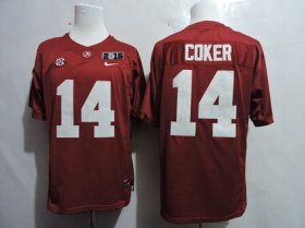Wholesale Cheap Men\'s Alabama Crimson Tide #14 Jake Coker Red 2016 BCS College Football Nike Limited Jersey